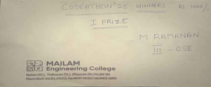 Codeathon First Prize